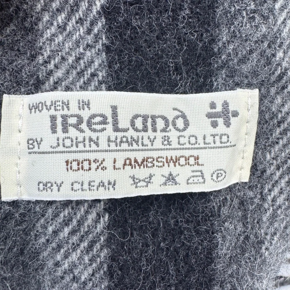 John Hanly Ireland‎ Lambswool Striped Scarf Fringe Minor Holes Cozy Winter